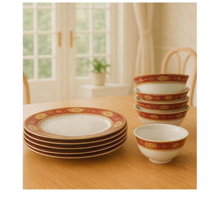 Набор новый посуды тарелки блюдце пиала супницы табак