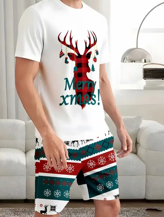 Set pijamale Crăciun damă/bărbați - mărime XL (damă) și S (bărbați)