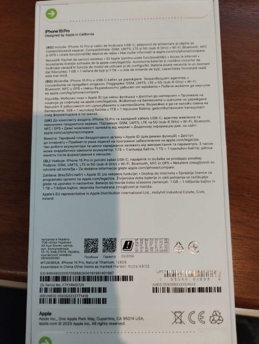 iphone 15 pro 128gb Natural Titanium 20бр. A1
