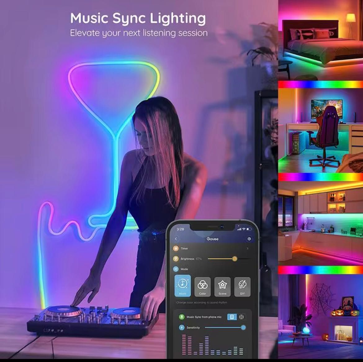 Led RBG осветление за стая/телевизор с bluetooth адаптер, дистанционно