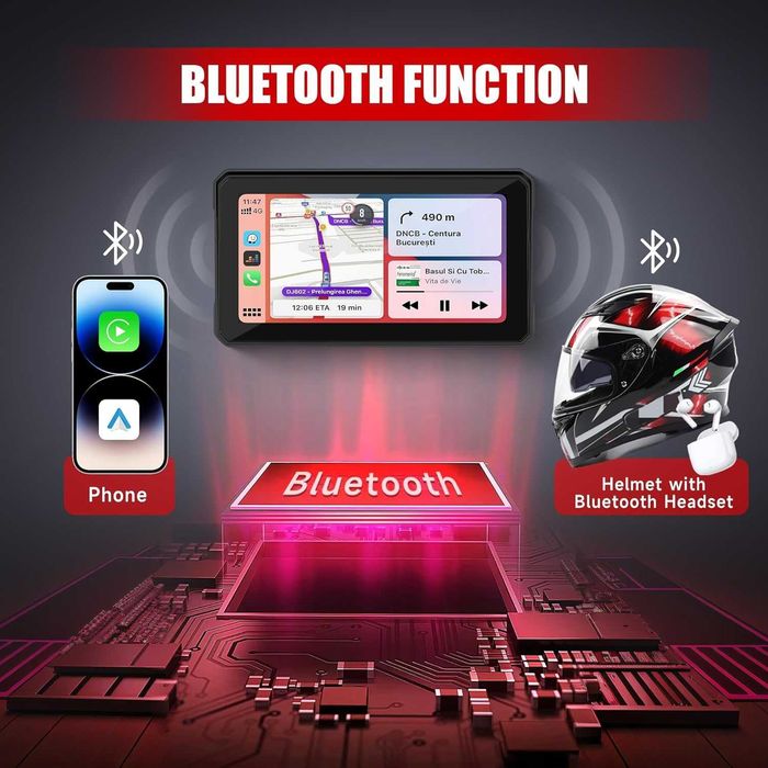 Rimoody екран за мотоциклет с Bluetooth, 6-инчов сензорен екран