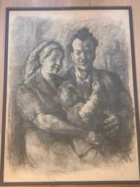 Vand tablou (grafica ) Stavru Tarasov 1883-1961 Familia autoporteret