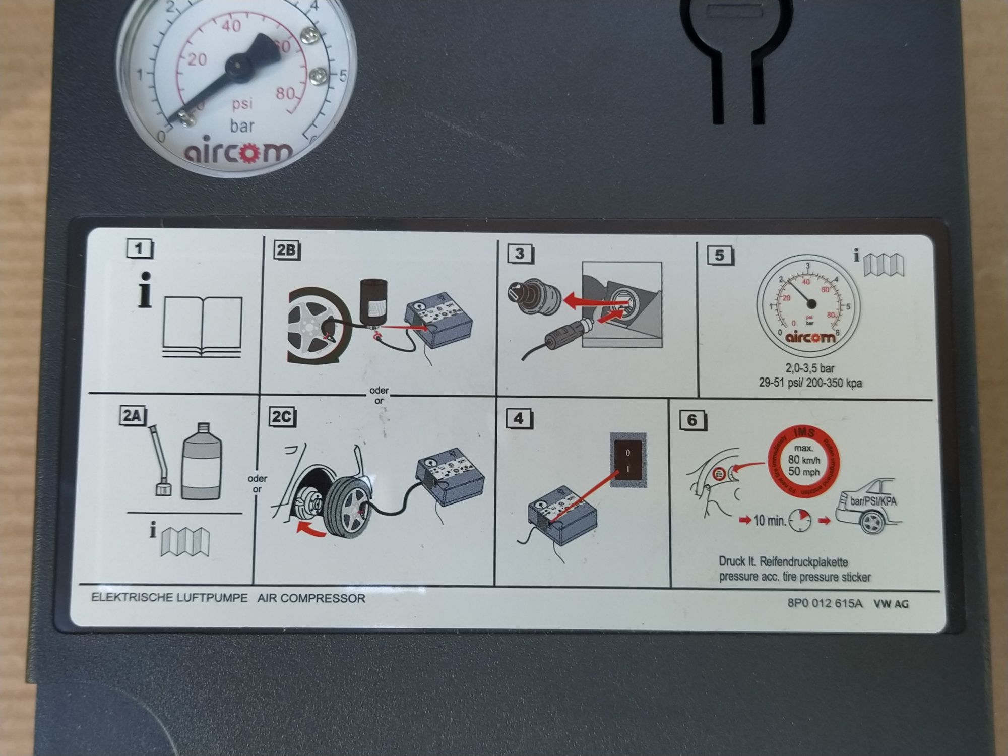 Kit pana Compresor auto umflat roti+solutie originale Skoda Seat Audi