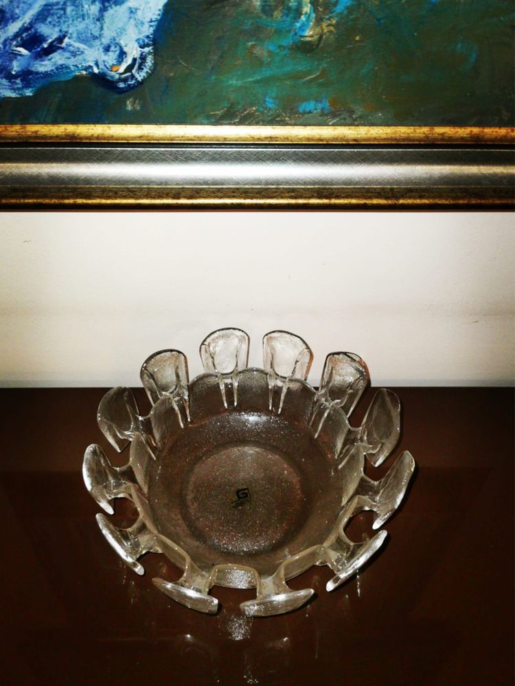 Купа стъкло дизайн MOD Glass Design Georgshutte ръчна Западна Германия