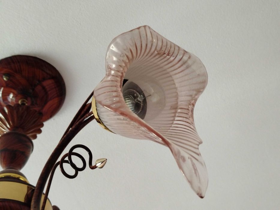 Античен полилей  с 3 бр.стъклени  осветителни тела