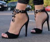 Sandale dama cu pietre si toc de 10 cm