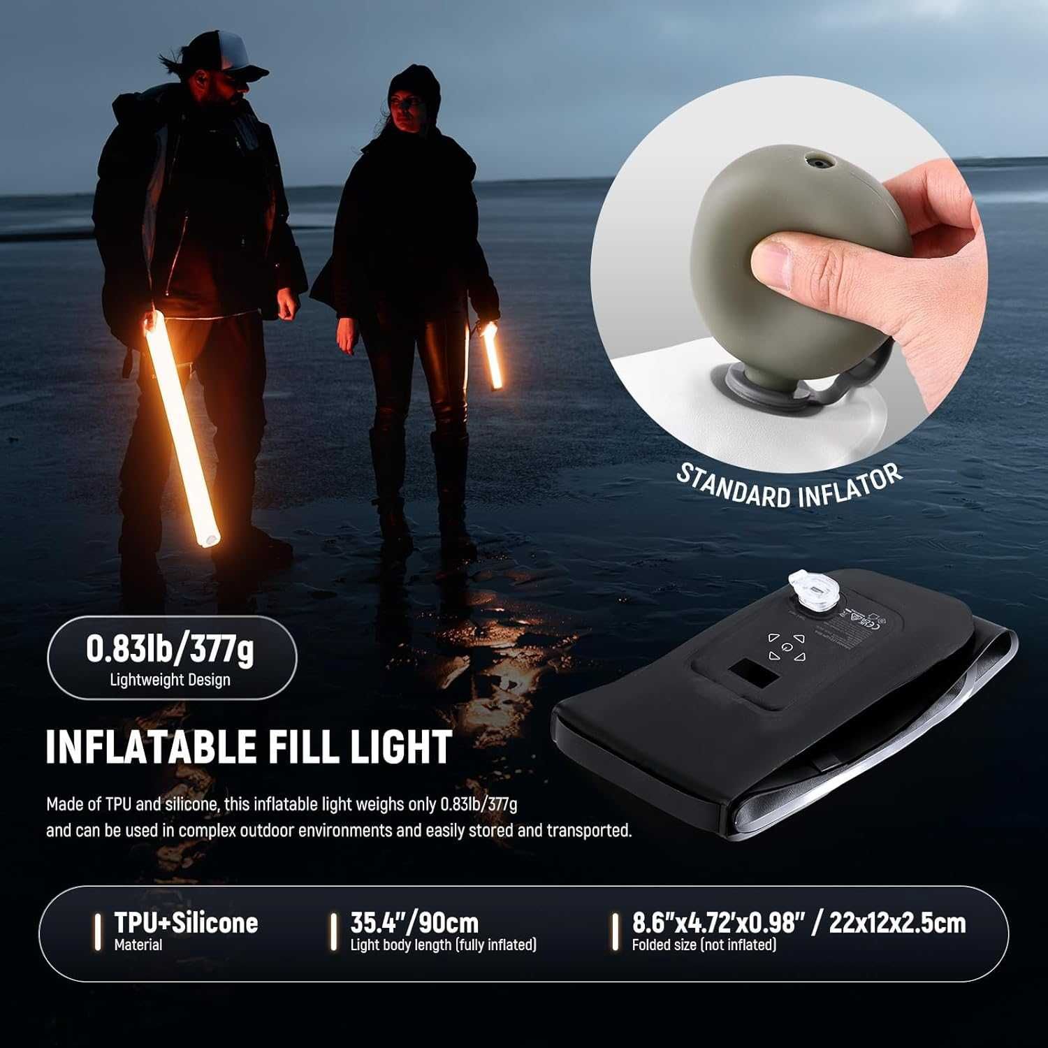 Neewer BASICS 30W Ръчна RGB филър лампа 90см, надуваема, 5000mAh-GC30C