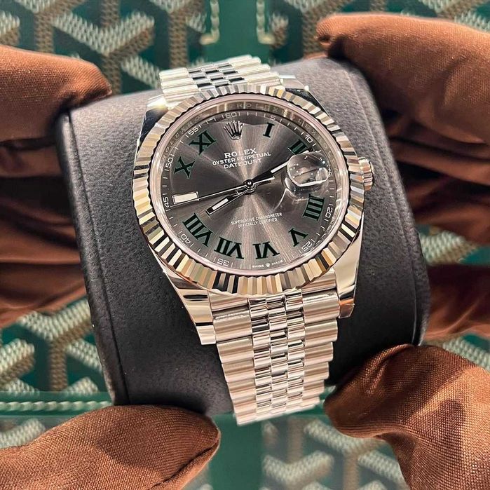 rolex datejust 41mm wimbledon silver