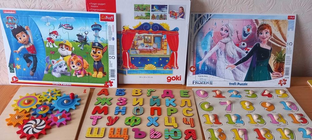 Дървени образователни играчки - пъзели, сортери