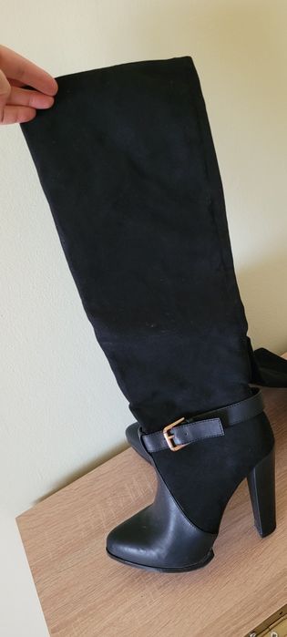 Cizme cu toc, negre, inalte, zara 37