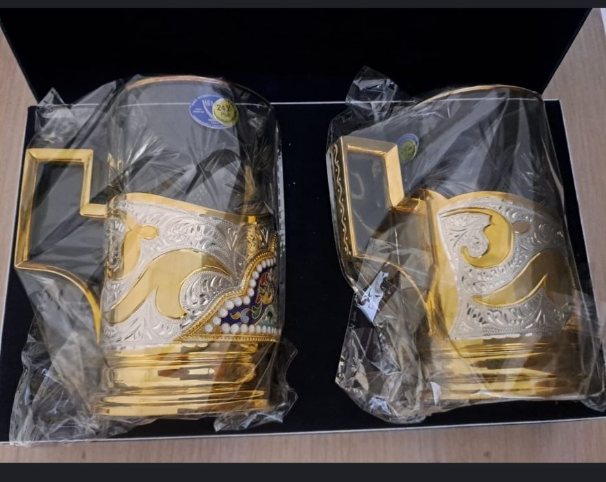 Продам хрустальный набор с ,позолотой