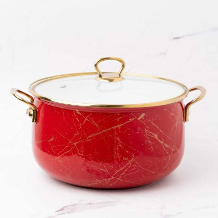 Тенджера Goldmann GM 8017-26R, 26x16см.\8.5л., Емайл,Червена