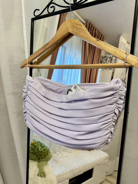 Top crop tip corset cu drapaje lila Zara mărimea M