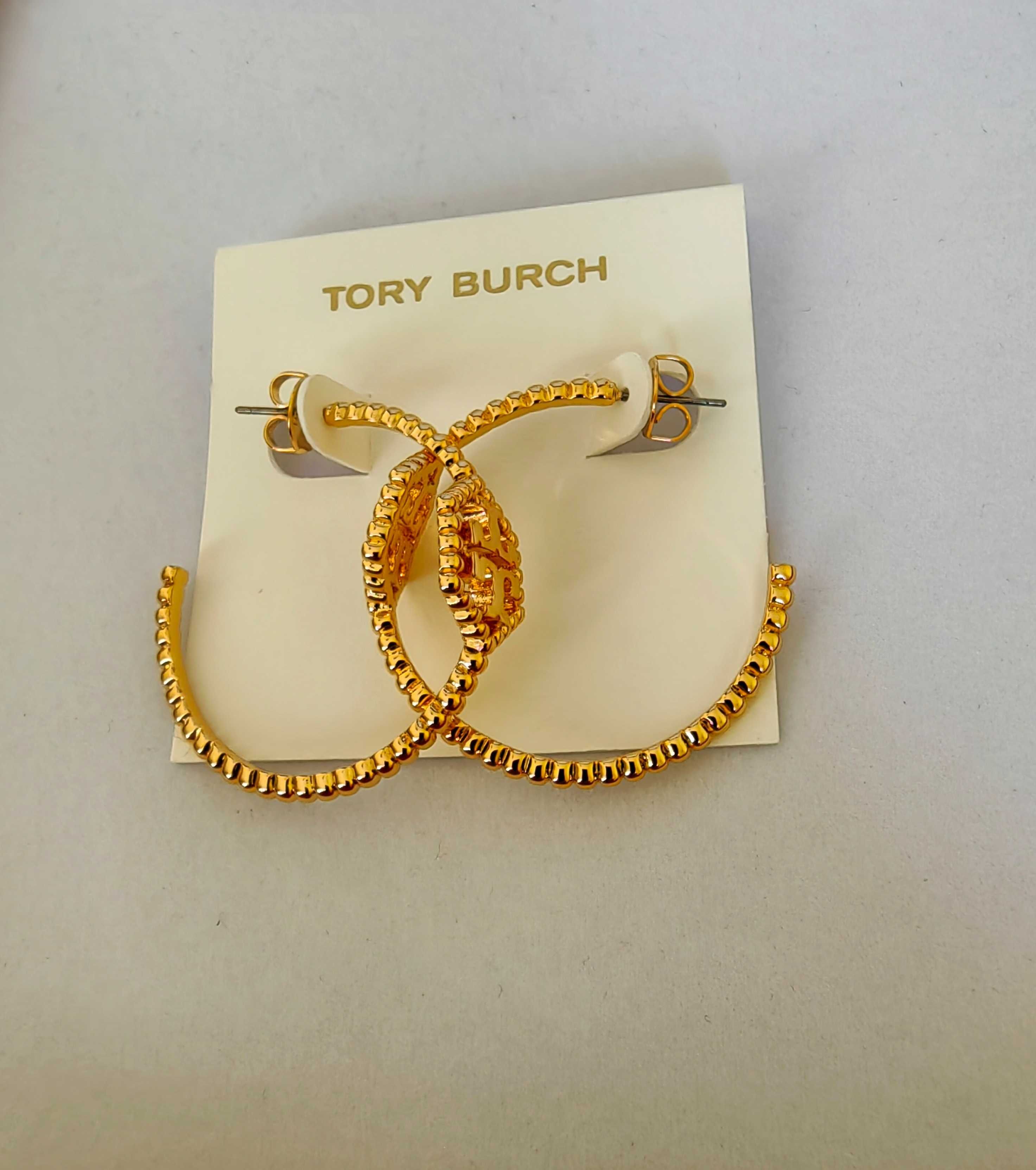 Обеци на Tory Burch - logo round earrings