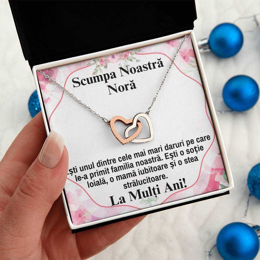 Cadou pentru Nora, Colier argint + zirconia, Card cu Mesaj