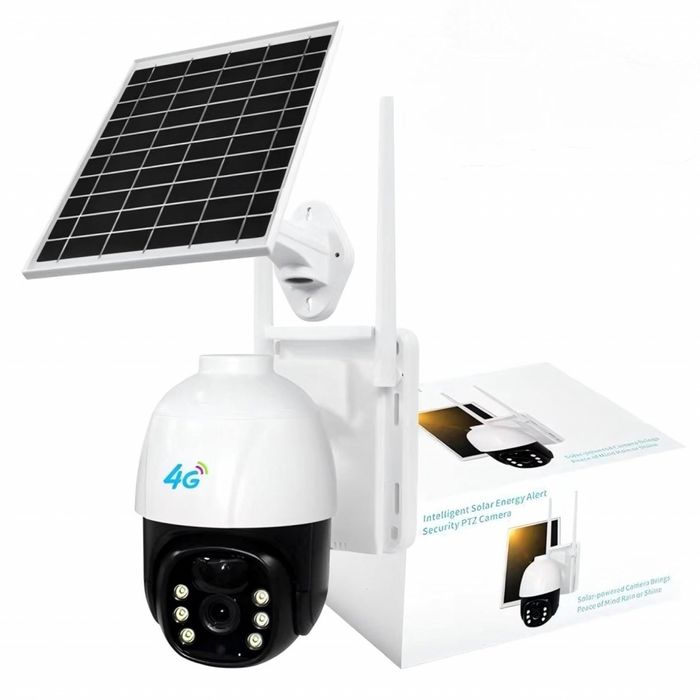 Соларна 10MP 4G безжична PTZ камера с детектор за движение и двупосочн