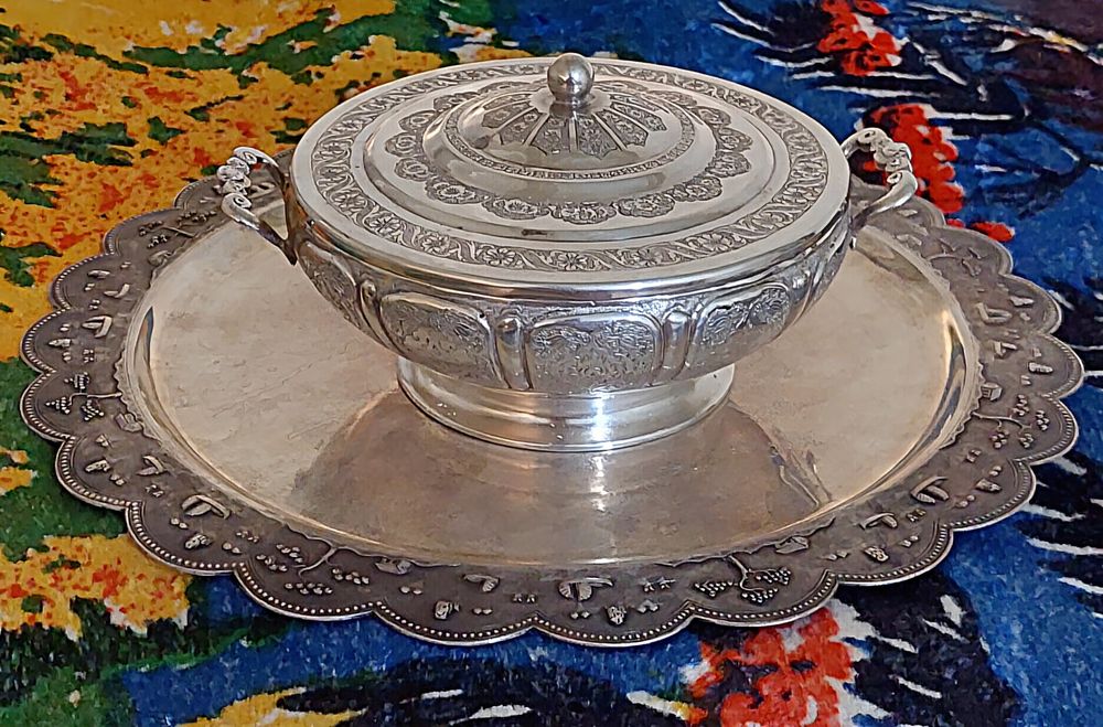 Сахарница серебро 84 пробы вес 324 грамм. Старая Персия Иран. Ляпота.