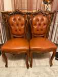 Set 4 Scaune Piele Lemn Masiv Baroc