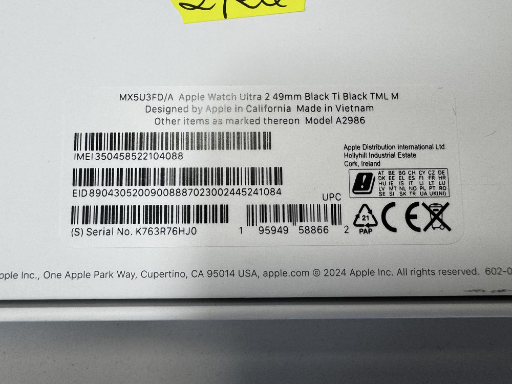 Apple Watch Ultra 2, Black Titanium, 49MM, GPS+LTE, Milanese Loop