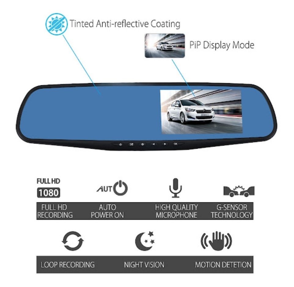 Oglinda auto DVR retrovizoare camera fata-spate Full HD 1080 NOU