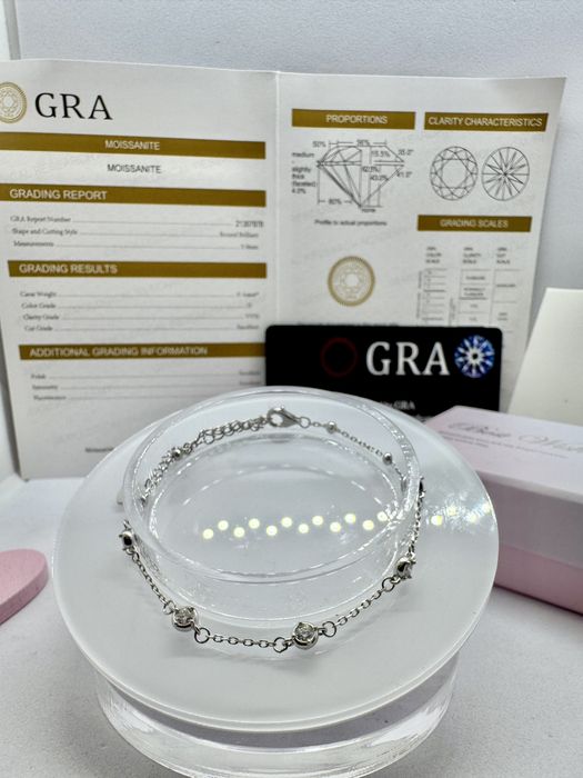 Сребърна гривна с мойсанит (диамант) 0.5 карата