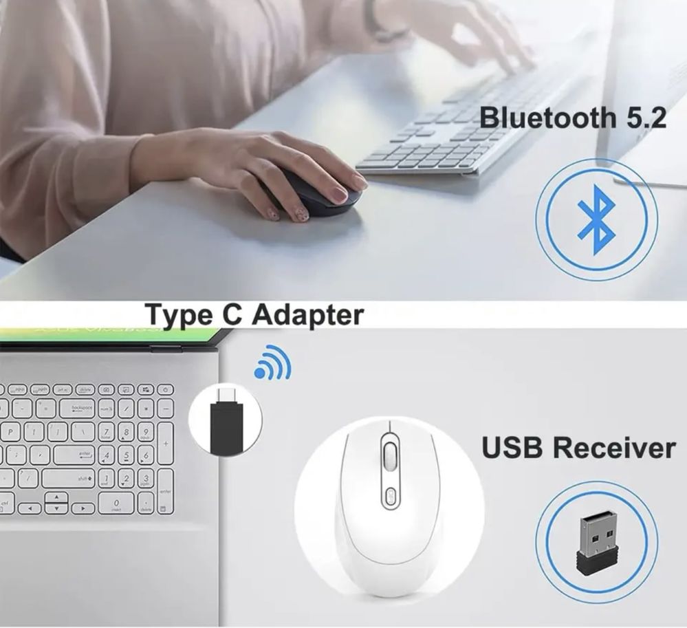 Нова Безжична мишка 2,4G Bluetooth DPI с USB 10м обхват