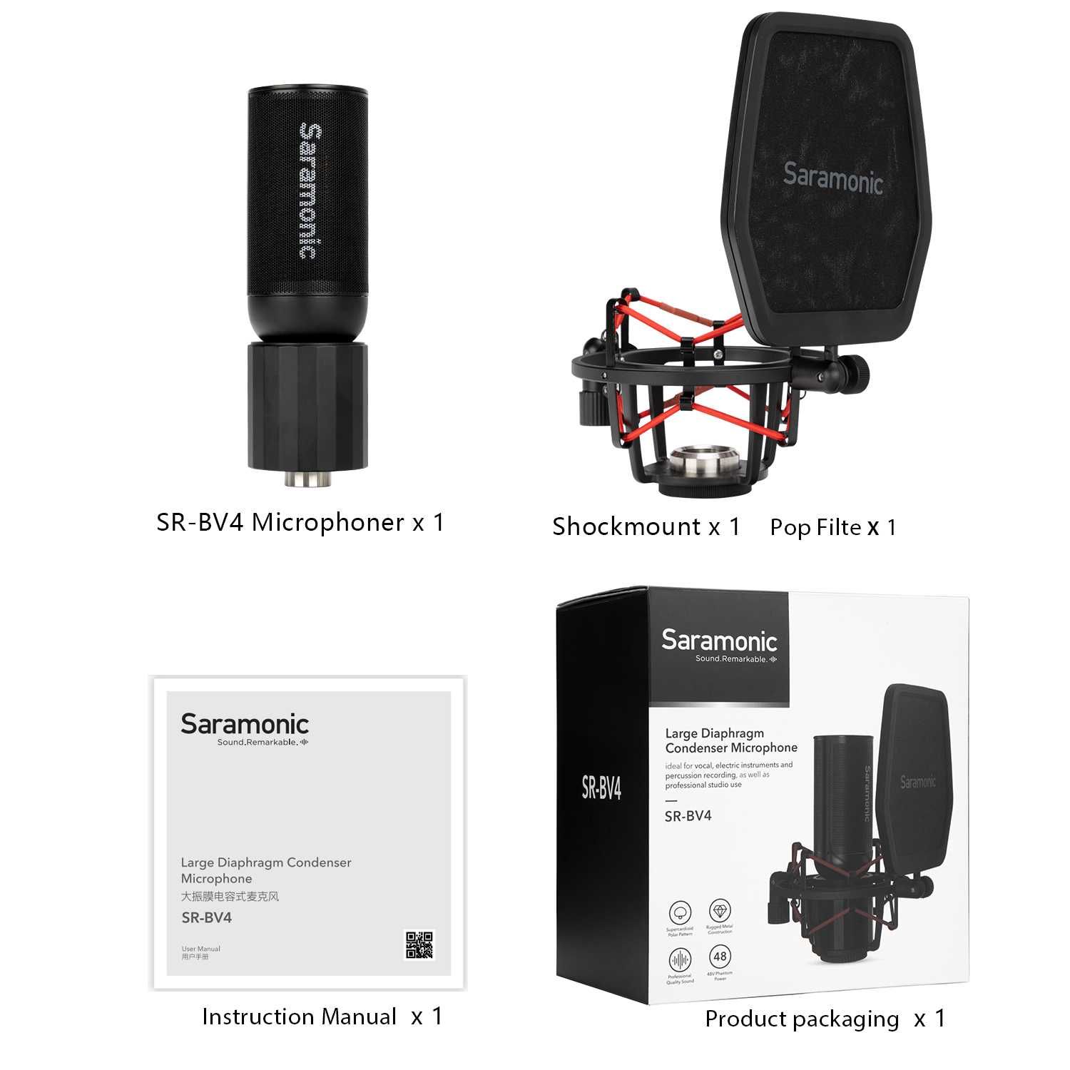 Saramonic SR-BV4 - Динамический XLR радиовещательный Подкаст микрофон