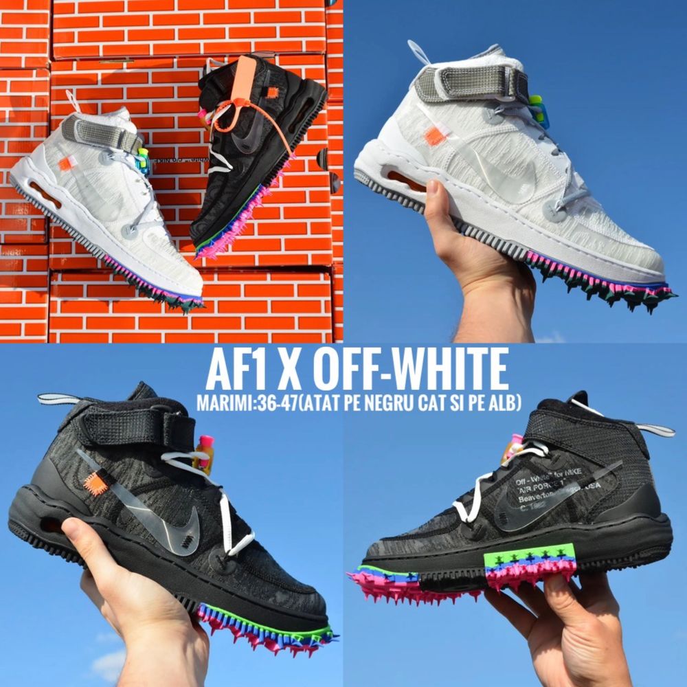 Nike Af1  Mid x Off-White 36-47(albe si negre)