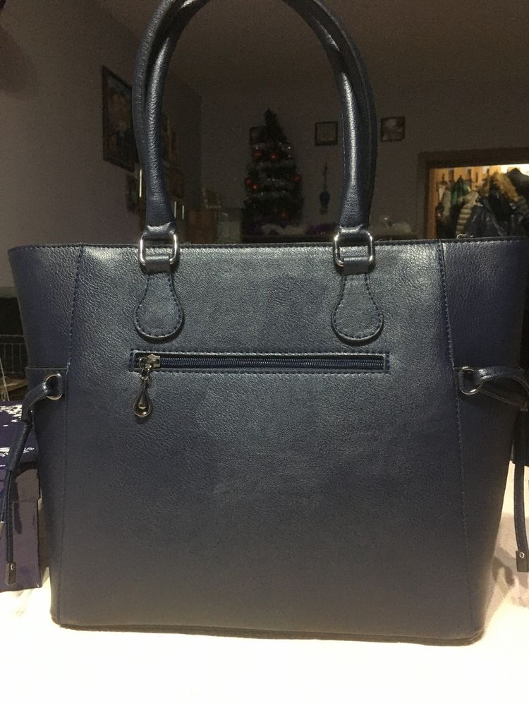Боти и чанта-нов комплект в тъмно синьо