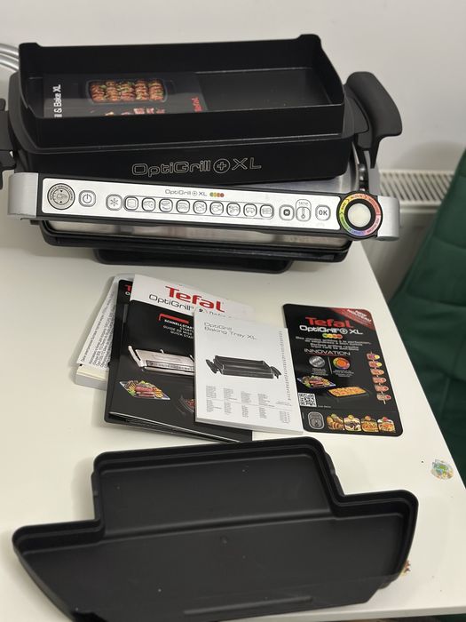 Tefal Optigrill + XL (4persoane) + tava de copt si caiet retete NOU