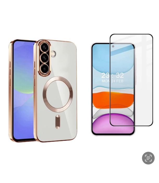 Husa Silicon MagSafe Rock+Folie Sticla Smasung A16/A17/A35/A36/A55/A56