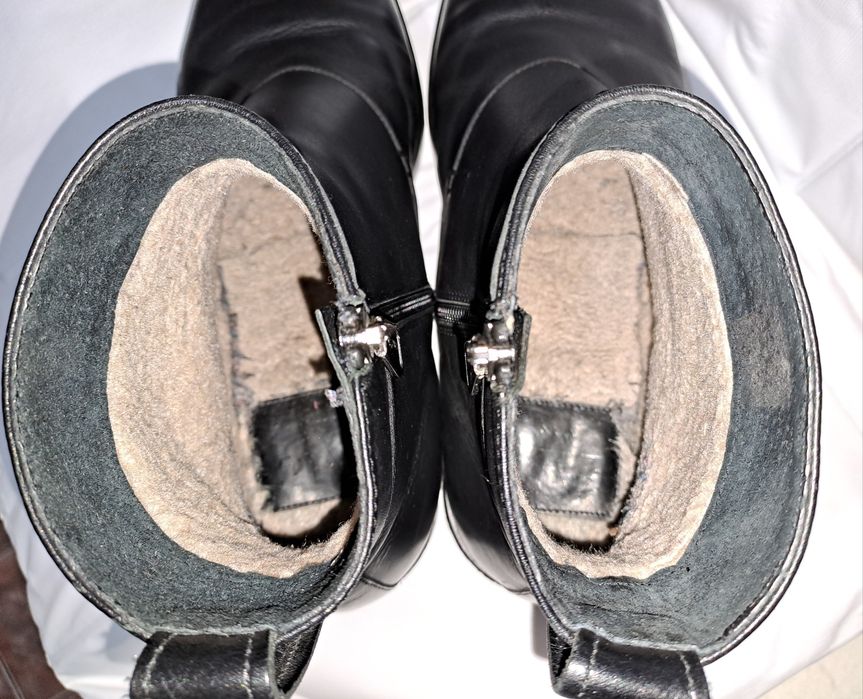 Ghete / Bocanci Piele Naturală Neagră Talpă Made in Italy-Mărime 43