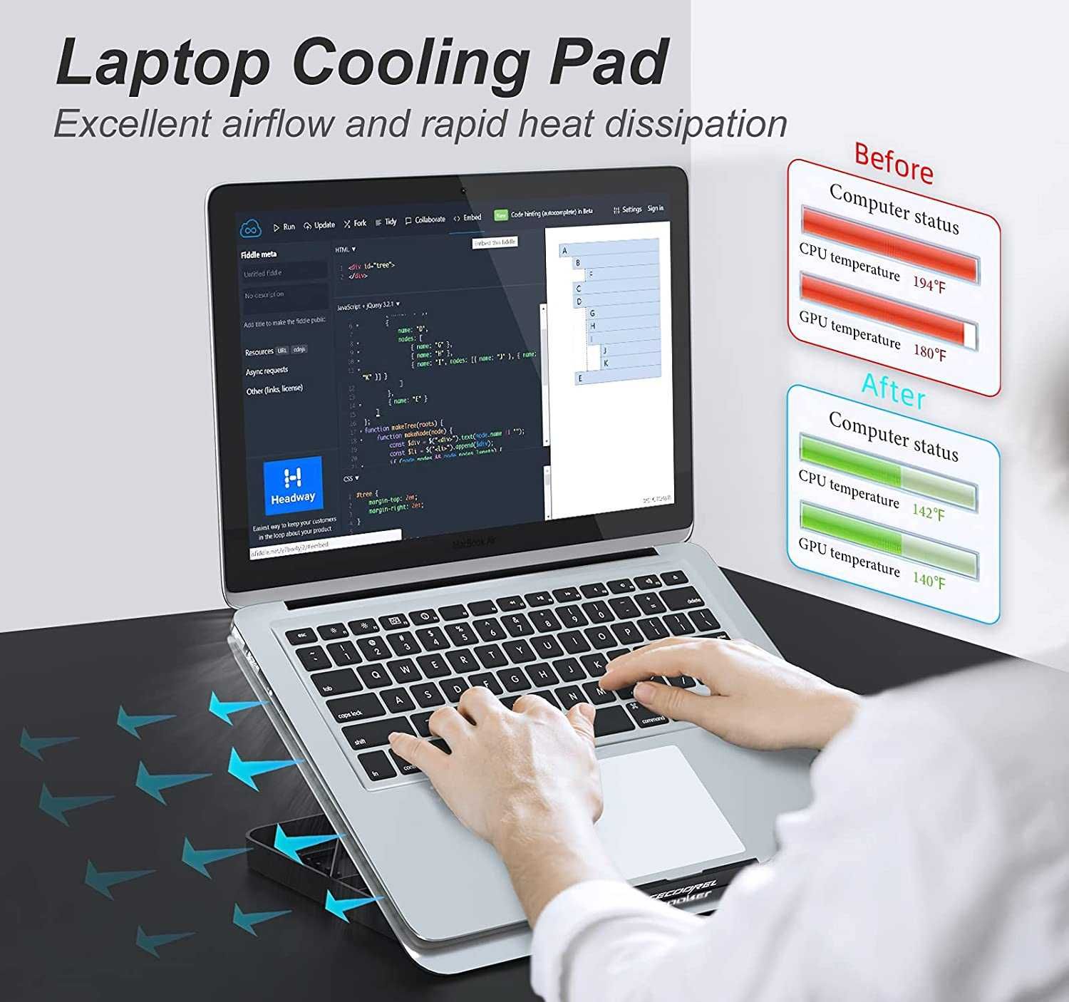 Cooler laptop 17", USB, Argintiu