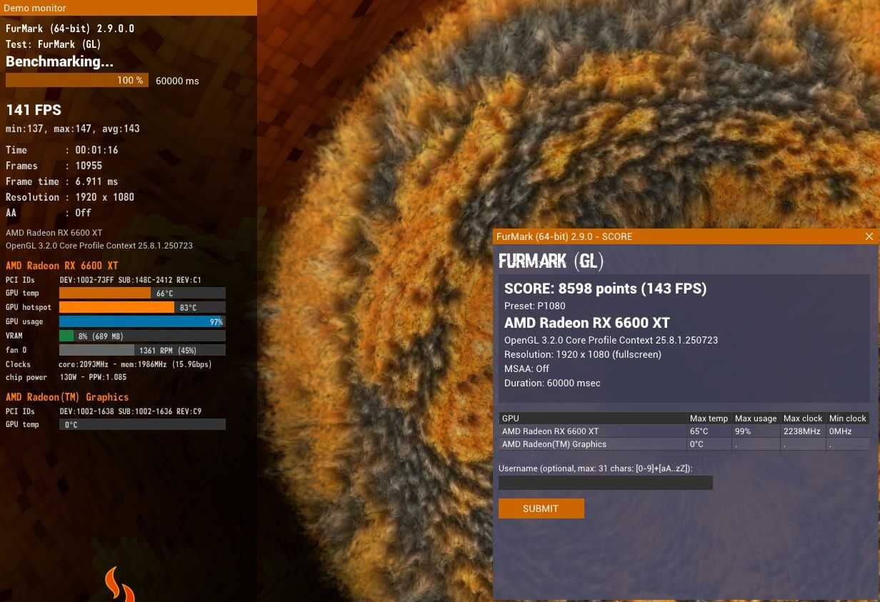 Компютър Ryzen5 5600/RX6600XT + Монитор Acer 144Hz 24"