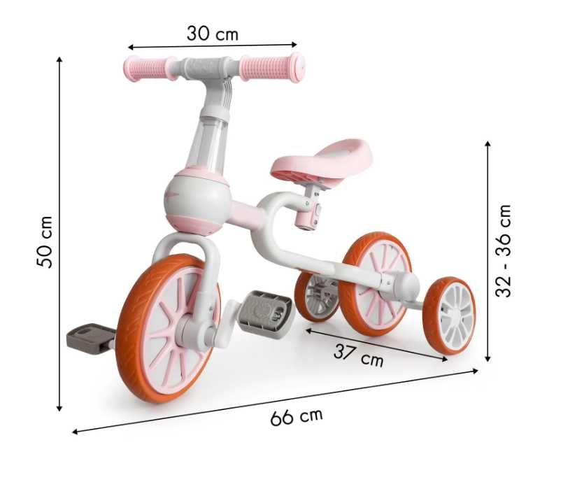 Tricicleta 4in1 LikeSmart DoSport pedale si roti ajutatoare Roz