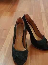 Pantofi peep-toe piele intoarsa - marimea 36
