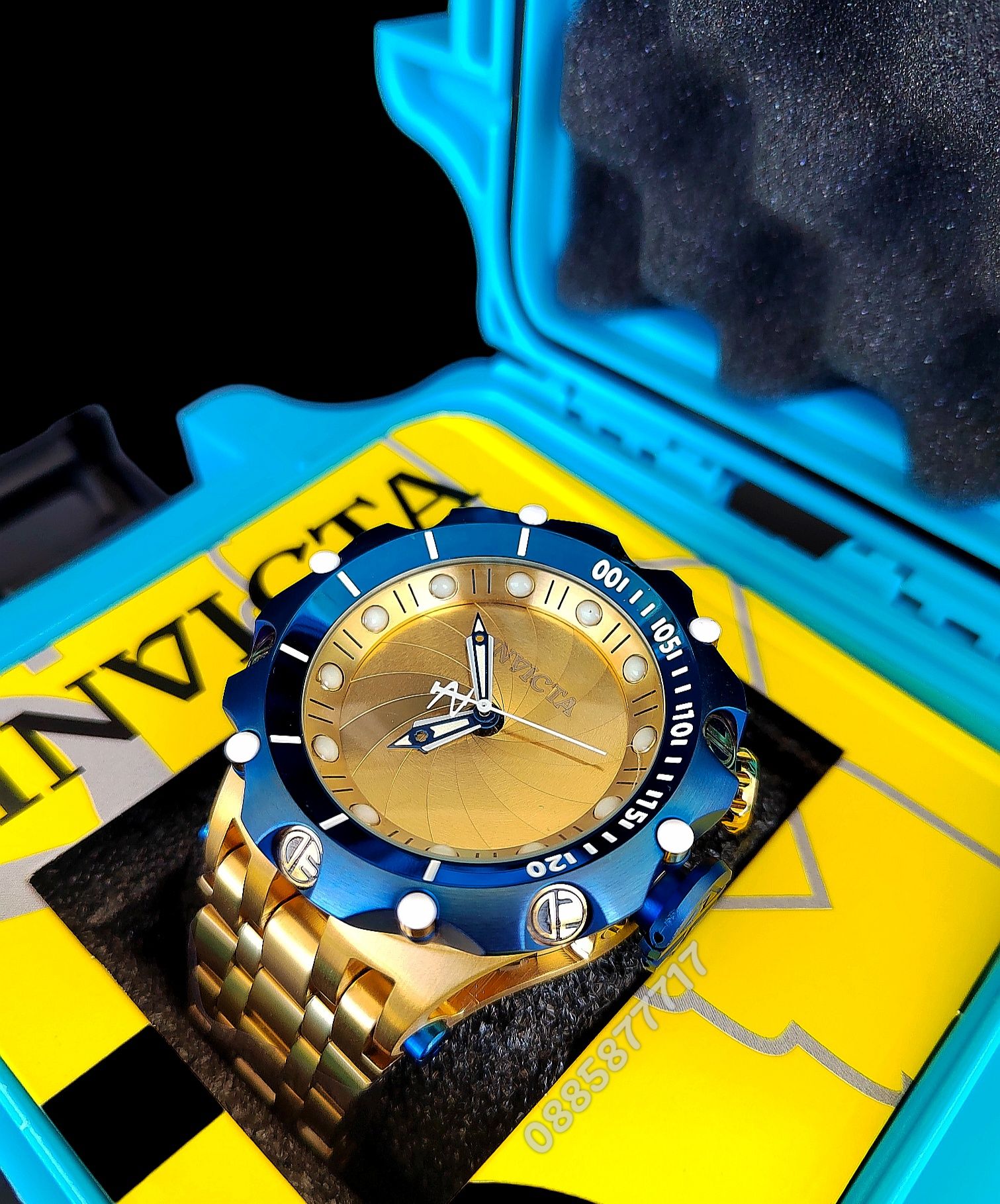 часовник INVICTA Reserve Skeleton automatic Gold 56 mm, Инвикта нов