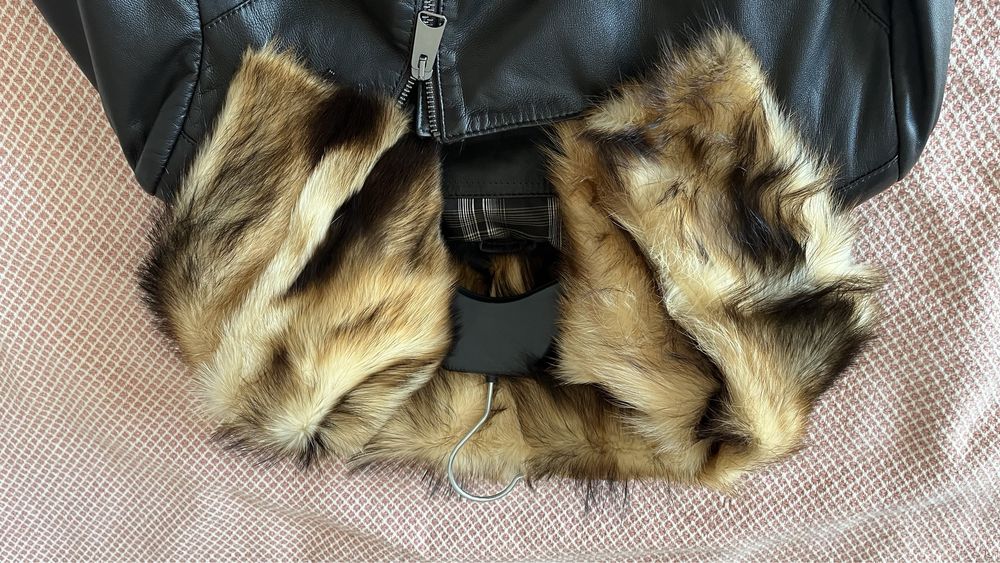 Дамско яке с естествена кожа и косъм ново