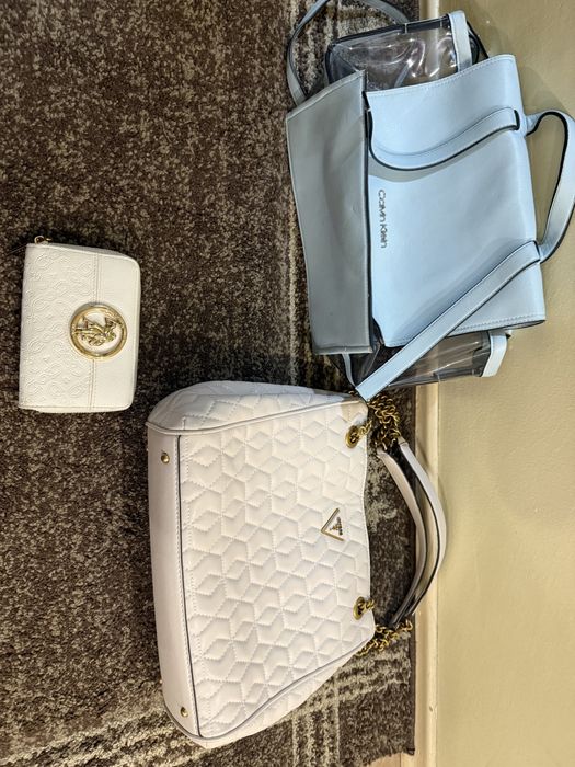 Две дамски чанти Calvin Klein,Guess+портфейл Polo