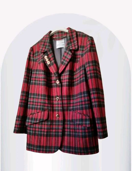 Jacheta din lână in carouri, pentru femei, XL