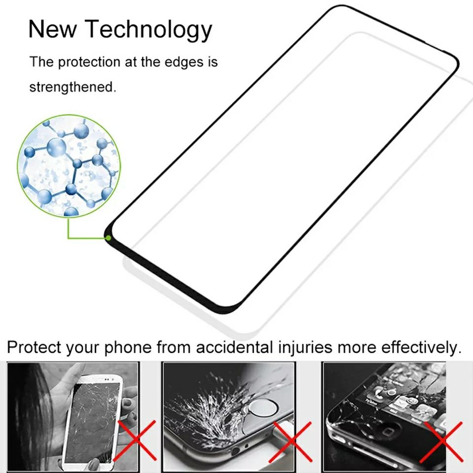 5D Стъклен протектор за Huawei P40 Lite P30 P20 Y5 Y6 Y7 2019 Pro Mate