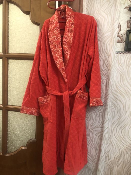 Женская одежда,халат банный,весна-осень,красного цвета,размер 54