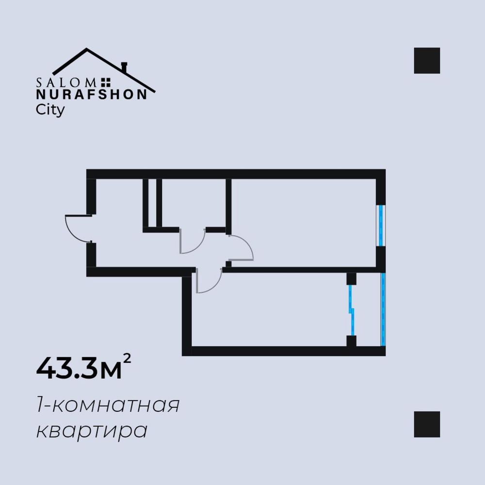 1-xonali 43,3 kv.m