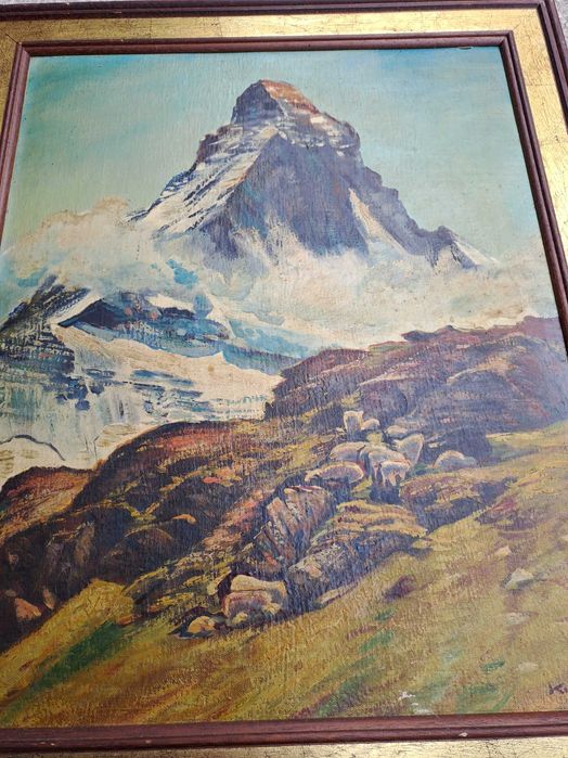 tablou pictura pe lemn 59/49 cm karl kolar 1947