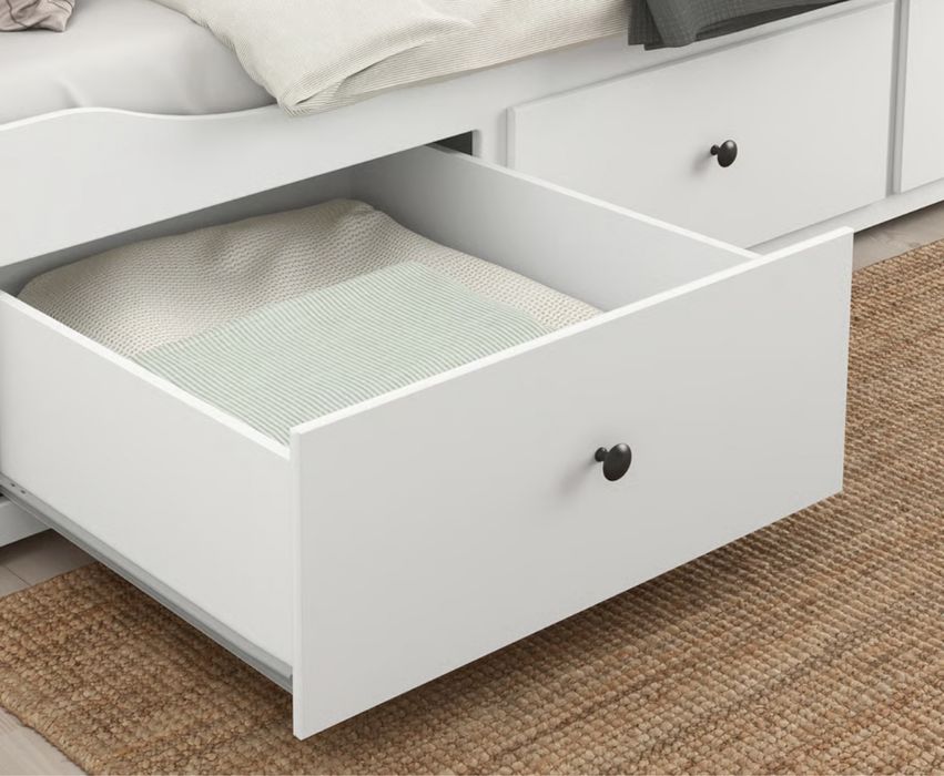 Cadru divan Hemnes cu 3 sertare, alb, 80x200 cm