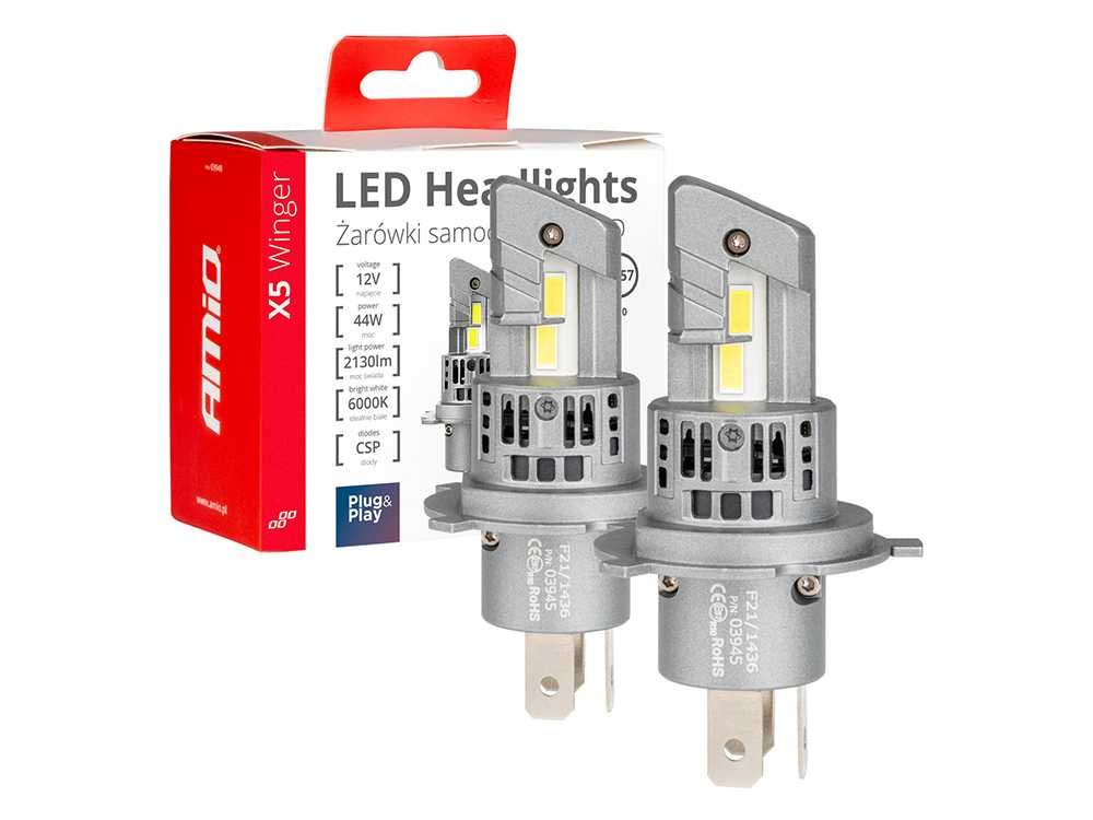 Комплект 2бр. Диодни крушки H4 LED 6000K 44W Canbus