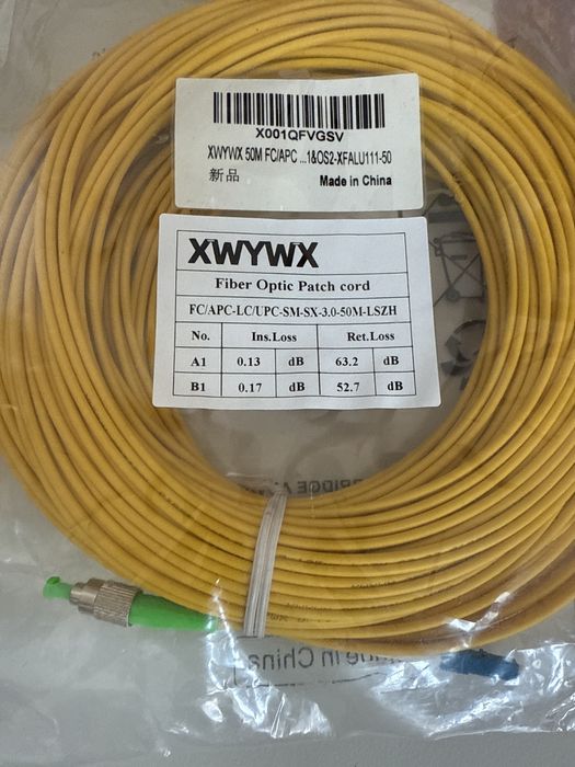 Cablu fibra optica patch 50m mono XWYWX SC LC ST FC - SM-DX-3.0-LSZH