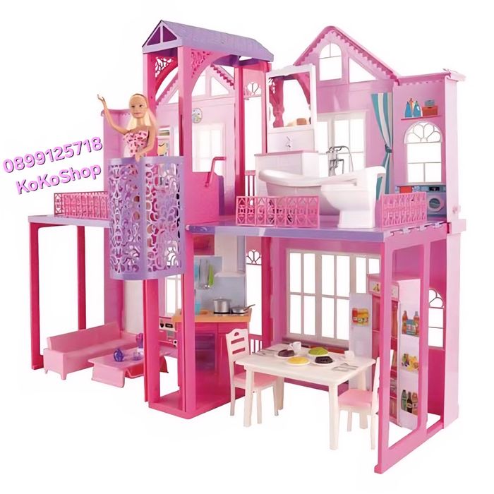 Детска къща с  кукла,асансьор и пълно обзавеждане/двуетажна къща кукли