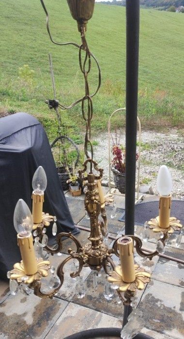 Candelabru antic din bronz masiv in stilul francez Louis si elemente d