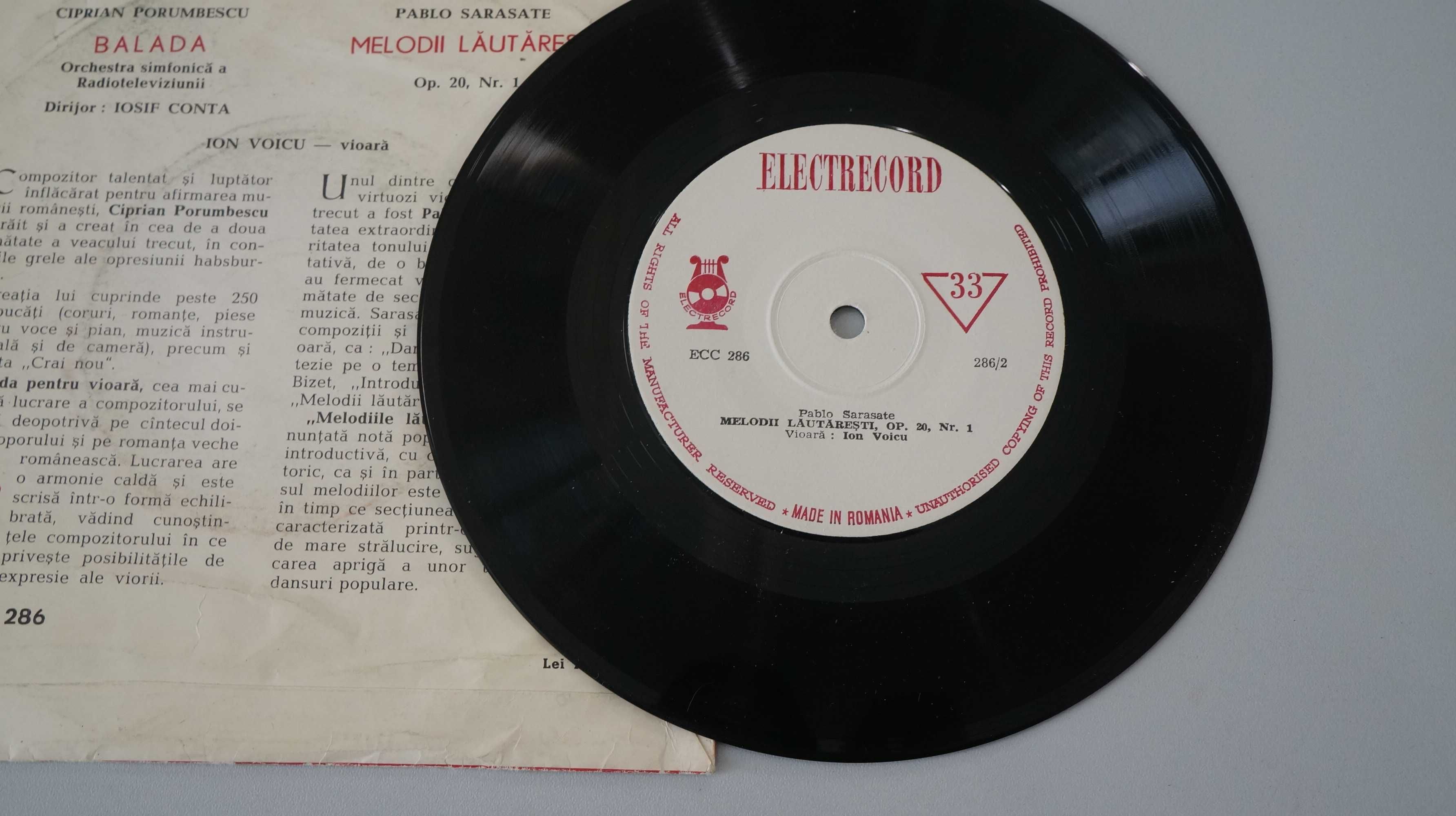Ion Voicu (vioară) - Disc muzică lăutăreasca (Electrecord, 1966)